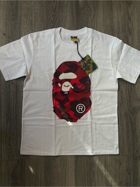 Bape red and white tee